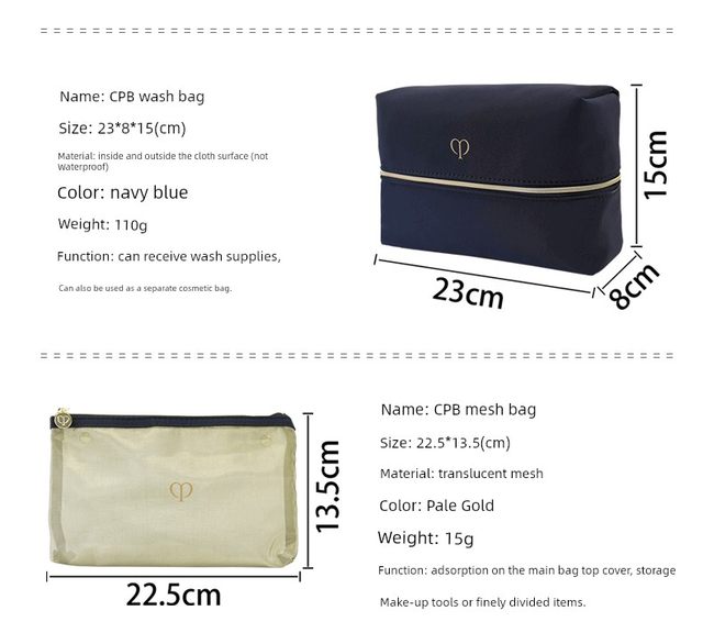 Spot instant delivery! CPB Skin Key Large Capacity Portable Zipper Crate Bag Makeup Bag Portable Travel Storage