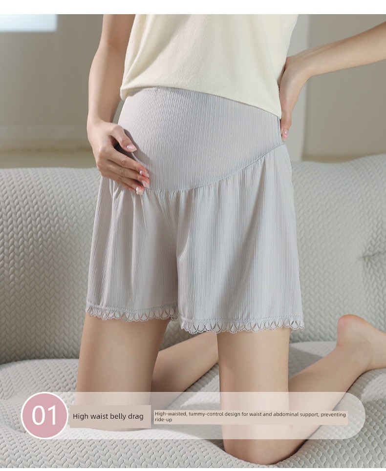 Maternity Safety Shorts with Skirt, Summer Thin Style, Loose Fit for Pregnancy, Ice Silk Shorts, Plus Size 100kg Leggings — 15