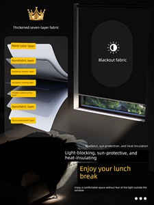 No-Drill 2026 Curtain Sunshade Lift-Up Roller Blind Full Blackout Balcony Bathroom Office Blinds Bedroom Roller Blinds