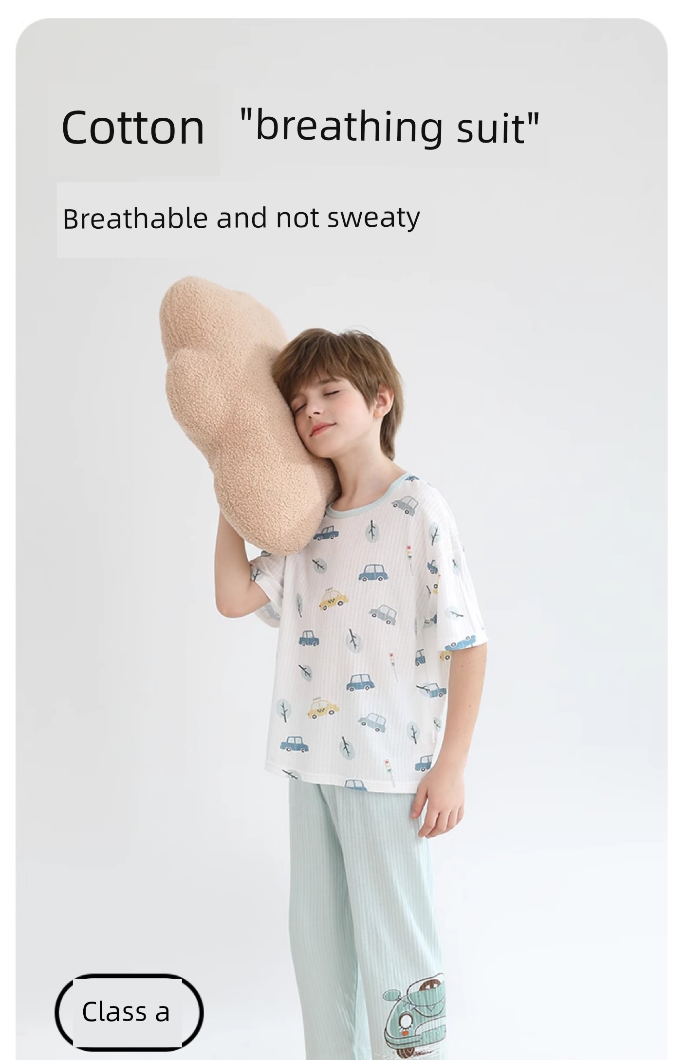 Dolaer Kidsren's Pajamas Summer Thin Pure Cotton Antibacterial Air-Conditioned Clothing for Boys and Girls Big Kidsren Boys Home Clothes Set — 2