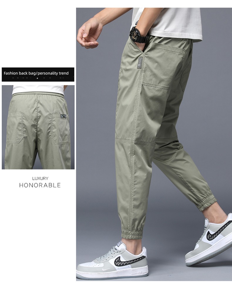 dandy black Versatile spring and autumn Nine points Casual pants