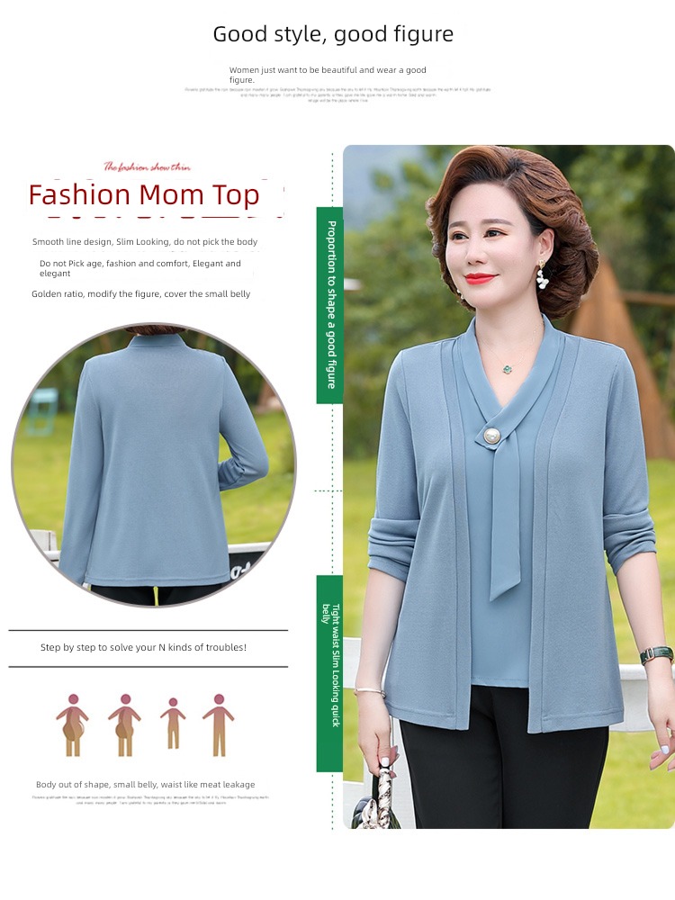 middle age mom suit Foreign style 50 year Long sleeve jacket