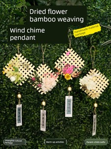 Dried Flower Bamboo Wind Chime DIY Handmade Material Kit for Parent-Child Crafts, Self-Made Traditional Handicraft Penda