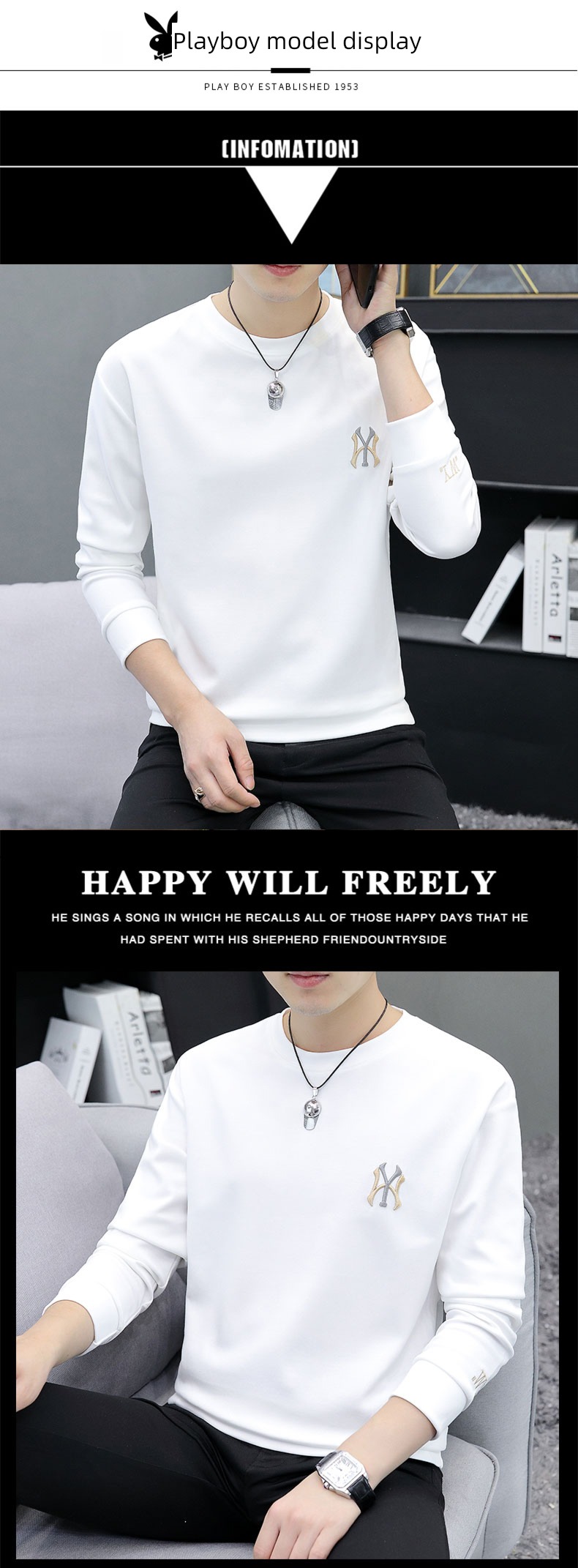 dandy autumn leisure time white Round neck Sweater