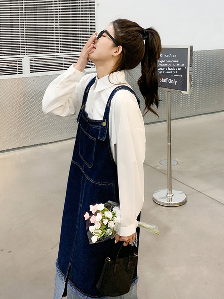 little chap Korean leisure Medium and long term cowboy Strap skirt