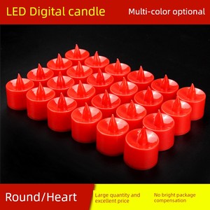 LED Electronic Candle Light Lotus Lotus Lamp Red Shell Red Light New Year Spring Festival Lantern Festival round Heart-S