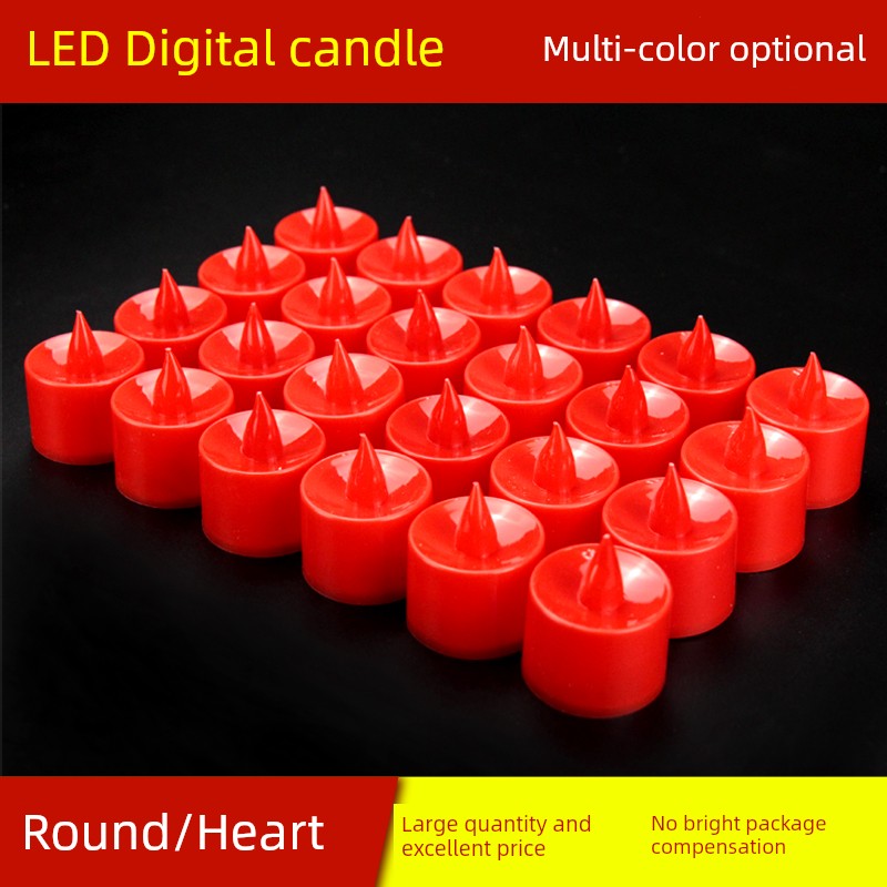 LED Electronic Candle Light Lotus Lotus Lamp Red Shell Red Light New Year Spring Festival Lantern Festival round Heart-Shaped Colored Lights