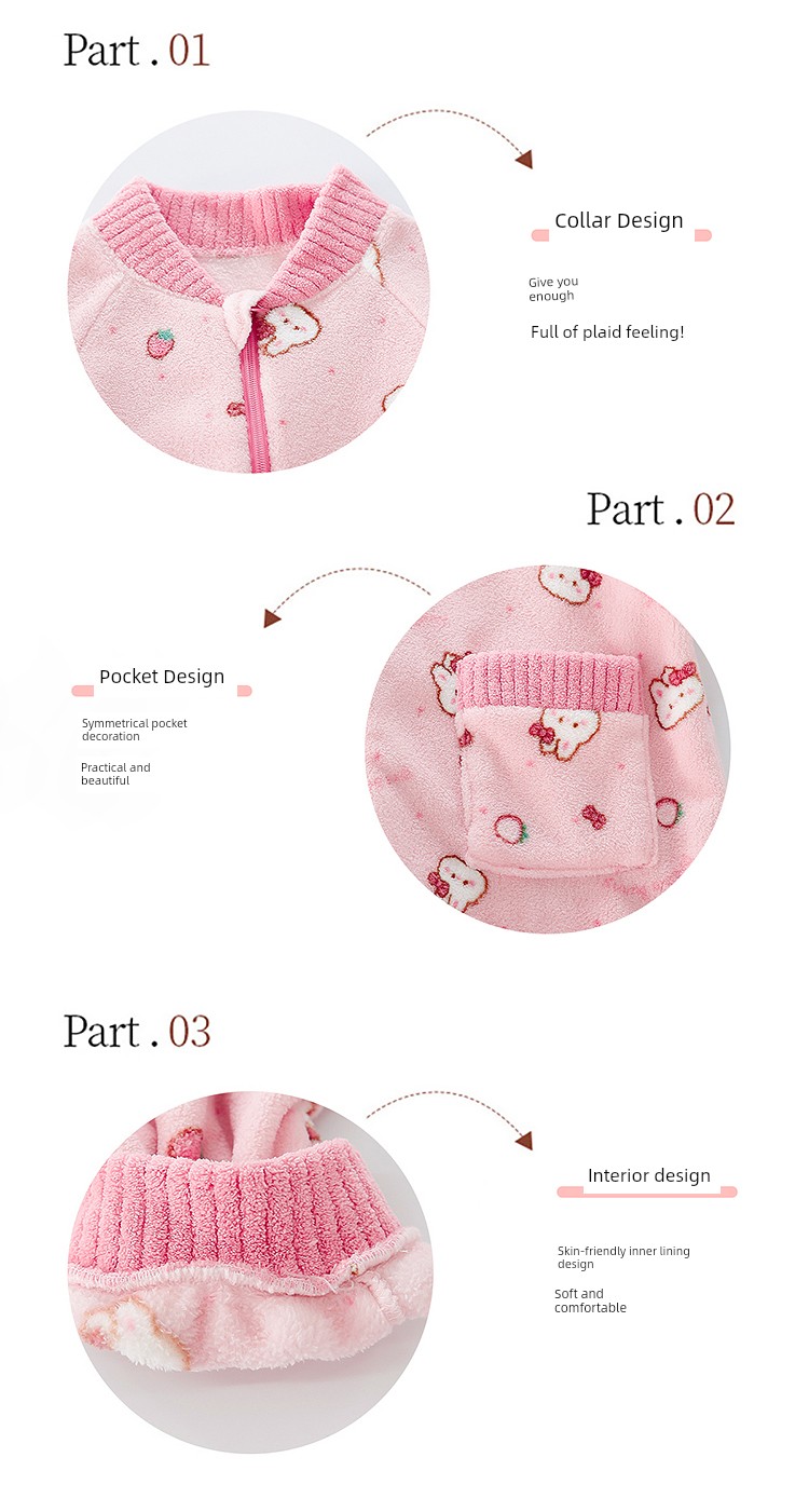 Children's One-Piece Pajamas, Autumn and Winter Fleece-Lined Girls' Flannel Home Clothes, Winter Anti-Kick Quilt, Baby Sleeping Bag — 6