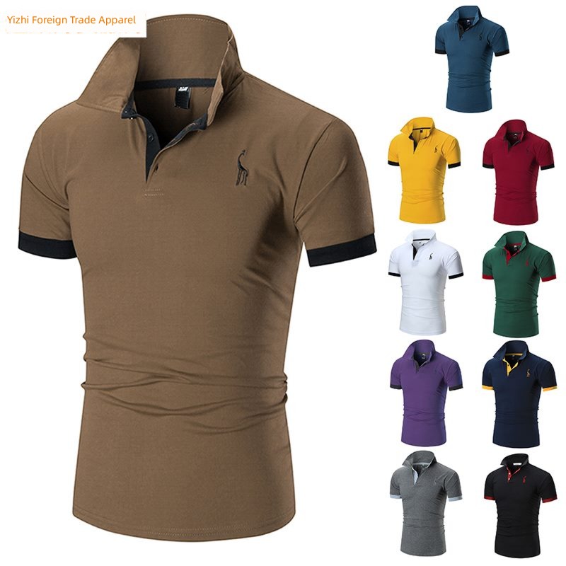 Men s   Stand   Collar   Cotton   T   Shirt   Camisa   Polo   Shirt s   man T-shirt