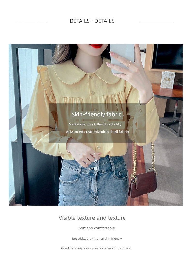 Age reduction Long sleeve unique jacket Foreign style Chiffon shirt