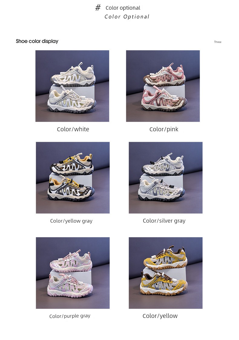 Babudou Boys' Sports Shoes 2026 New Summer Children's Mesh Breathable Non-Slip Hiking Thin Mesh Shoes with Hollow Design — 4