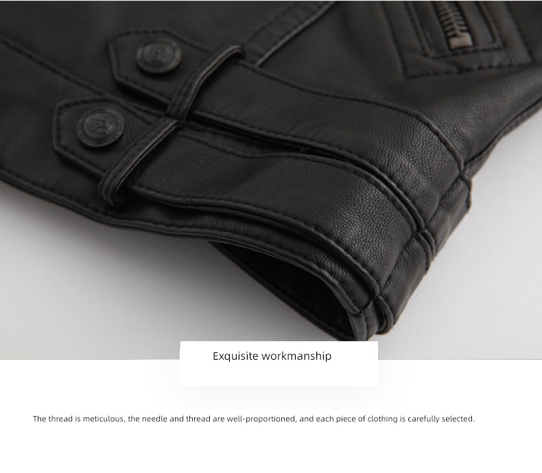 fashion Close your waist have cash less than that is registered in the accounts PU skin black Little coat Jacket