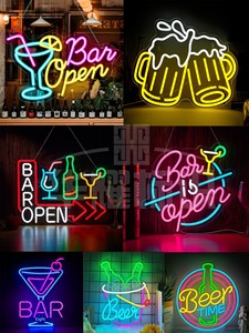 Beer Bar Neon Light Glowing Lettering Decoration Atmosphere Styling Light Bar Cocktail Wine Led Advertising Sign