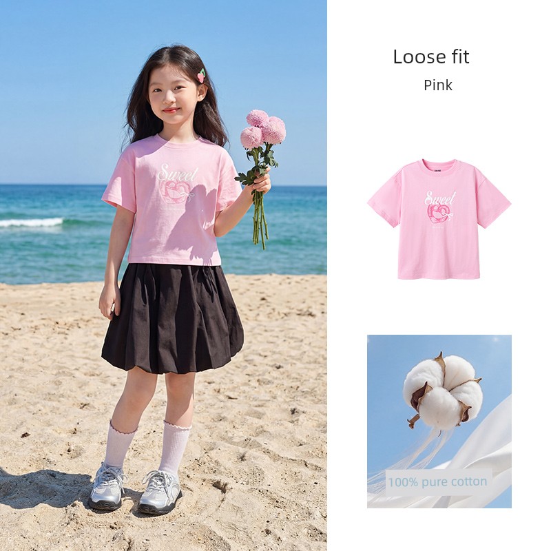 Semir Children's Short-Sleeve T-Shirt 2025 Summer New Style Comfortable Loose Printed Girls' Clothing with a Unique Design — 8