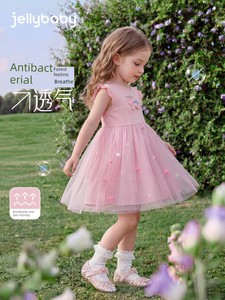 Jellybaby Princess Dress Girls Summer 2026 New Style Kidsren's Mesh Skirt Fashionable Dress Baby Dress