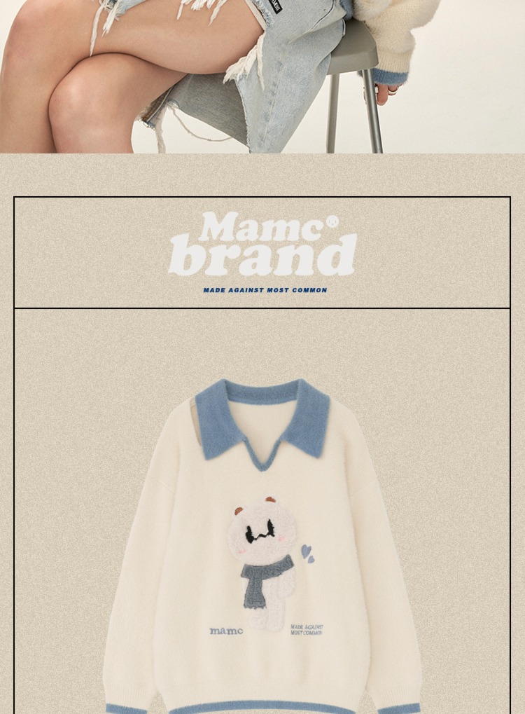 MAMC Leaky shoulder scarf Guochao brand Couples dress sweater