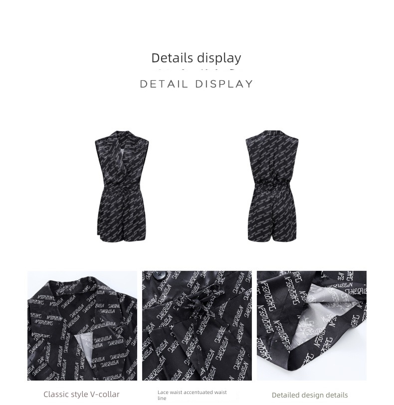 icy street fashion V-collar High waist Sleeveless Frenulum Jumpsuit