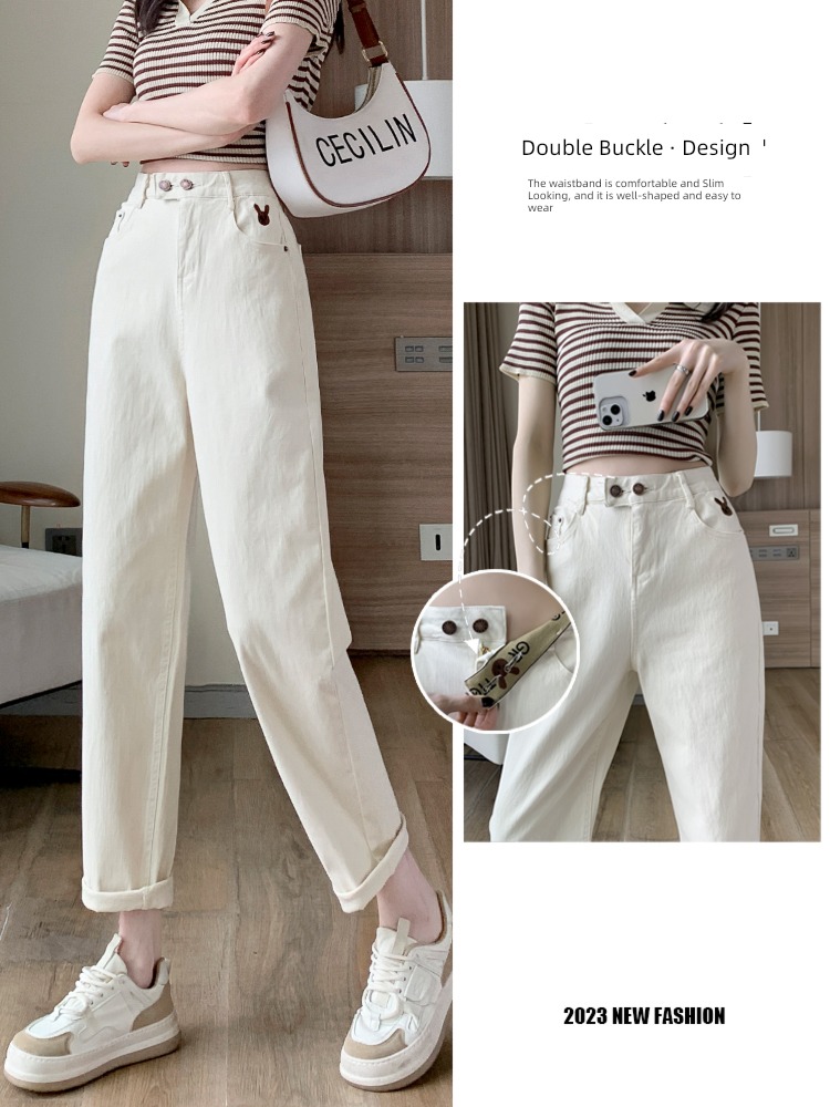 Spring and Autumn Curling pear-shaped body  High waist Jeans