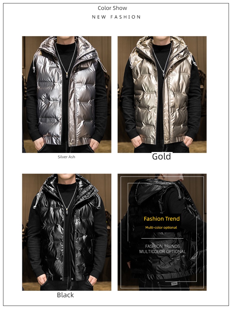 Bright surface Men's style winter Korean version handsome down Vest