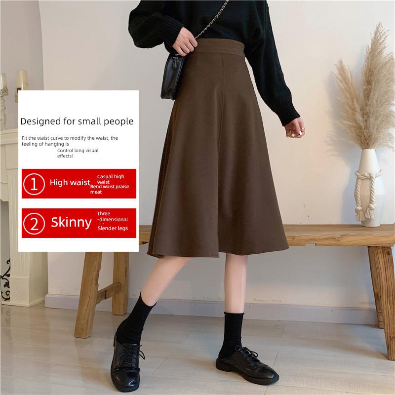 Coffee little chap Wool Autumn and winter Medium and long term skirt