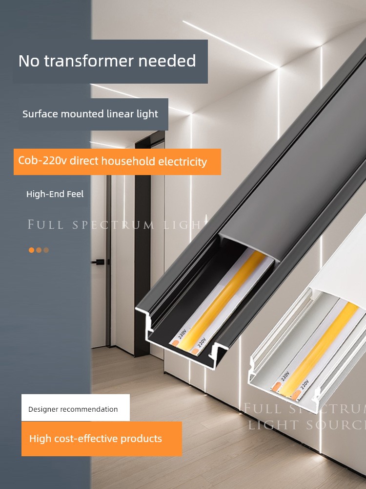 High-Voltage 220V Driver-Free Power Supply Linear Light Aluminum Channel Led Light Strip Linear Light Strip Light Channel Embedded Linear Light