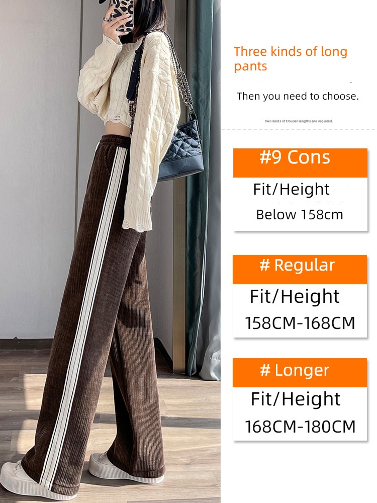 chenille  Autumn and winter thickening leisure time Velvet Wide leg pants