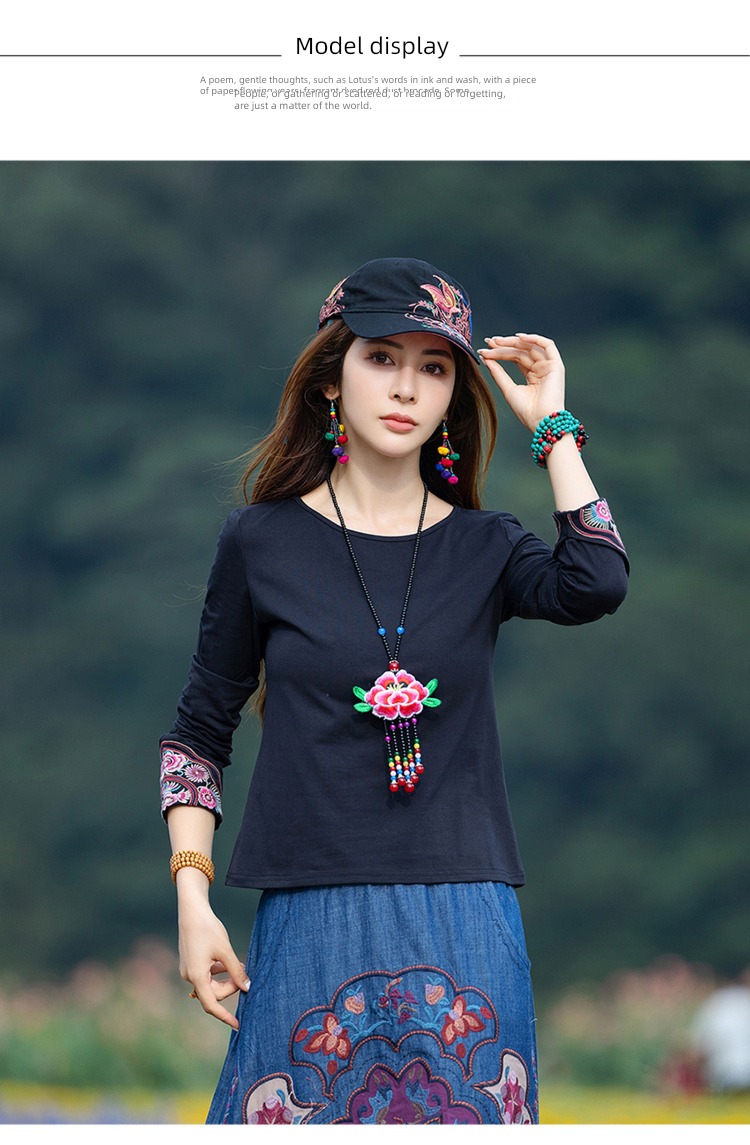 Long sleeve ma'am T-shirt Famous family style Undershirt Embroidery