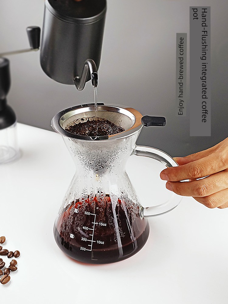 咖啡壺分享壺手衝一體304不鏽鋼雙層濾網手衝壺玻璃分享壺