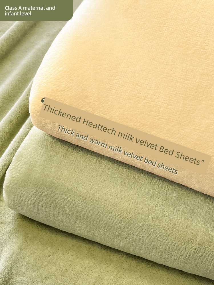 Class A Thickened Milk Fiber Bed Sheet One-Piece Winter Flange Coral Fleece Surface Quilt Single Dormitory Blanket Fleece-lined Fitted Sheet