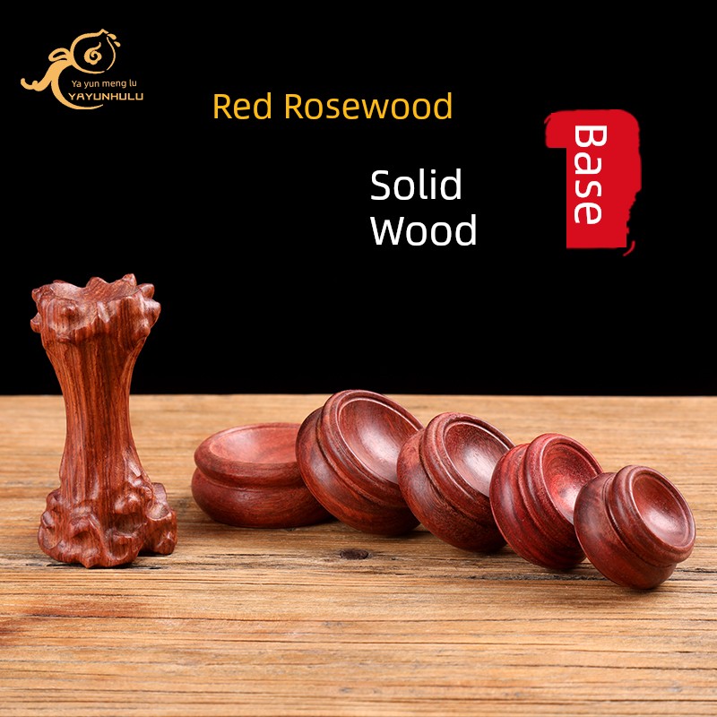 Hand Toy Gourd Base Bracket Bottom Tray Cut Out Red Sandalwood Wooden Rack Decoration Crafts Small Calabash Solid Wood Base