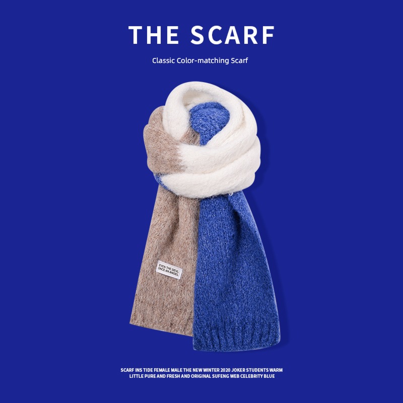 blue female winter Korean version Versatile thickening lovely scarf