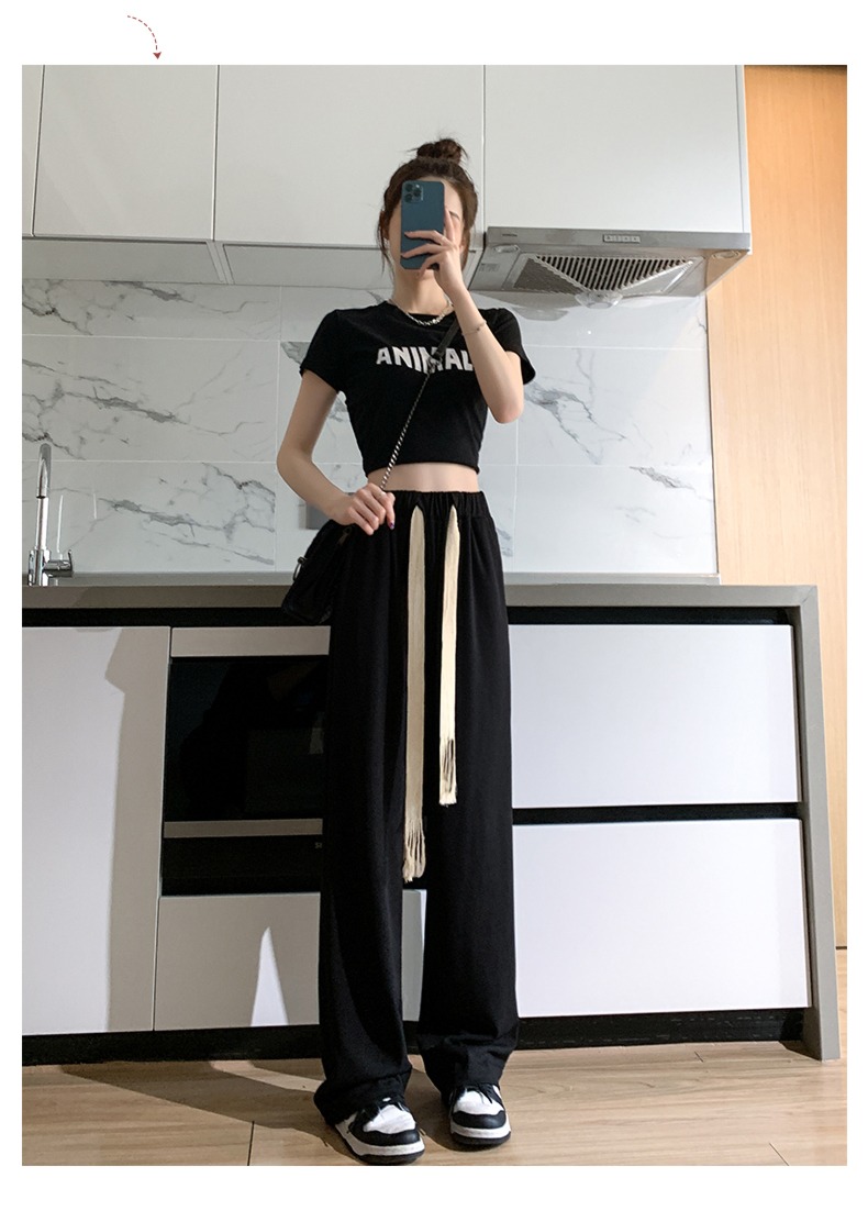 female Autumn and winter High waist Plush little chap Sports pants Drawstring
