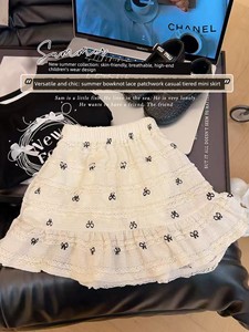 女童蝴蝶结蕾丝蛋糕裙夏季新款儿童洋气百搭宝宝短裙a字半身裙