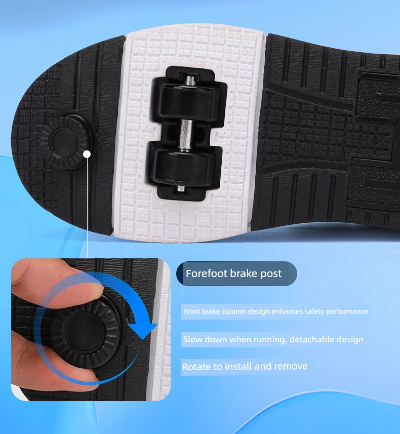 Heelys Shoes for Girls, Invisible Four-Wheel Retractable Children's Shoes, 4-Wheel Adult Roller Skates for Travel, Suitable for Girls Aged 6 to 12 — 8