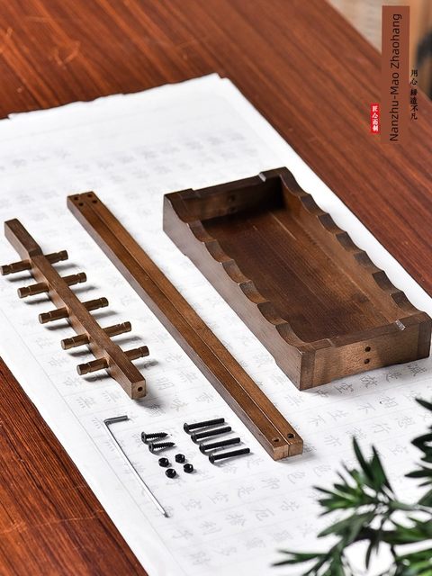 Creative brush hanging pen holder Four treasures of study and retro solid wood nan bamboo brush holder Students use desktop storage brush to shelve