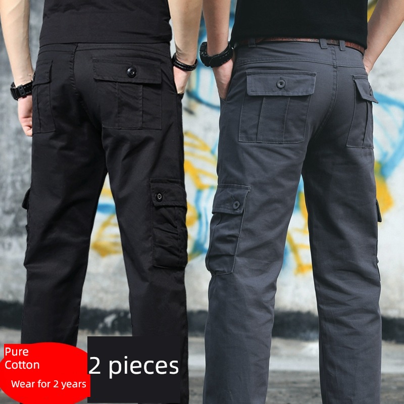 man Autumn and winter Multi bag Straight cylinder outdoors Overalls