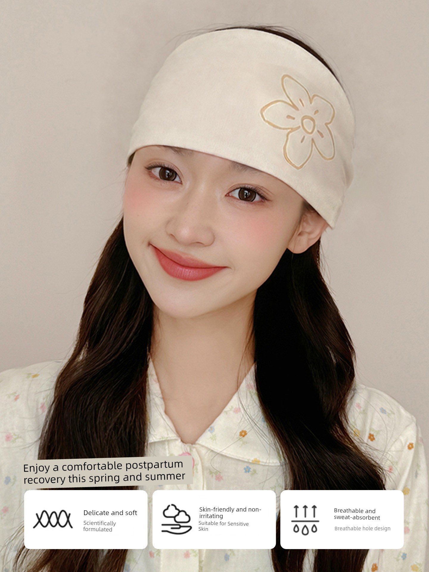 Jq Jingqi [Ruffled Edge] Summer Thin Maternity Hat Single Layer Floral Large Head Circumference Pregnant Women's Hat Windproof Forehead Protection — 4