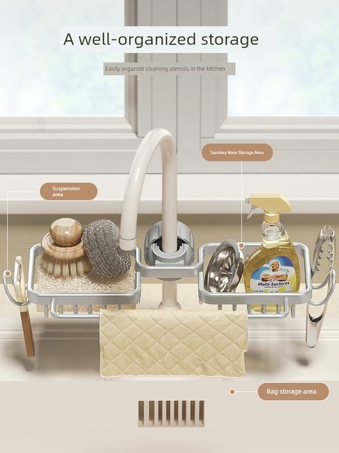Faucet storage rack kitchen sink sink storage rack household sponge rag dish cloth drain rack drain rack hanging basket