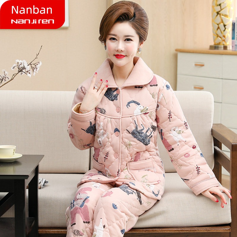 three layers middle age mom Plus Size mother-in-law Cotton padded jacket