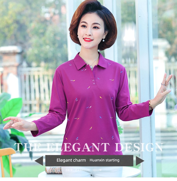ma'am printing Autumn  Collar Undershirt Long sleeve T-shirt