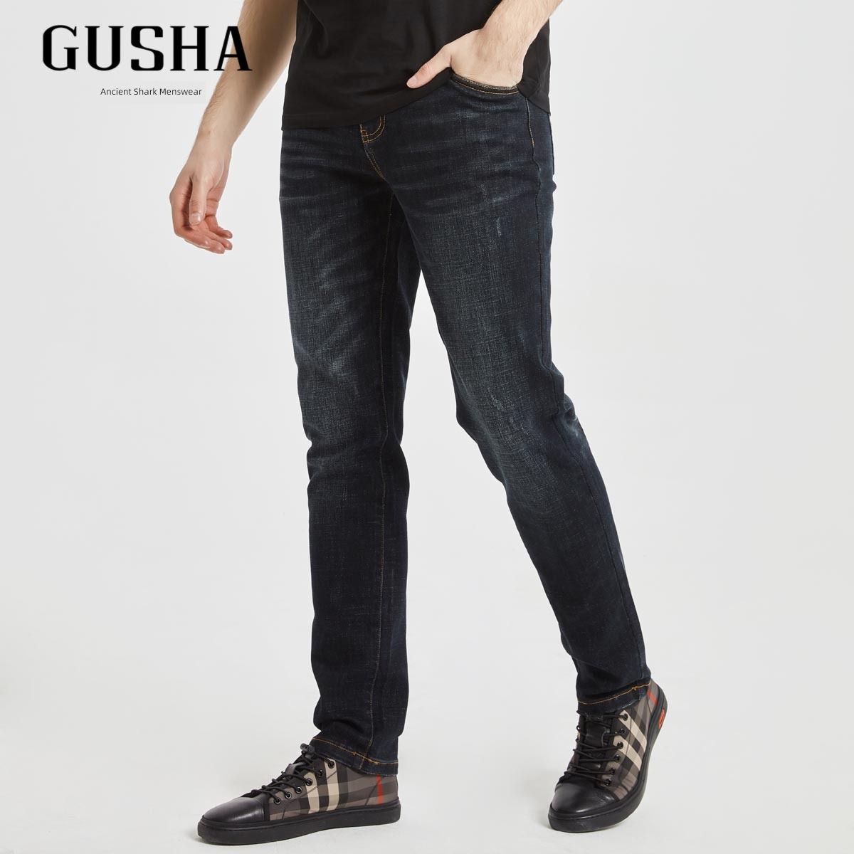 Ancient shark Clearance spring elastic force breathable fashion Jeans