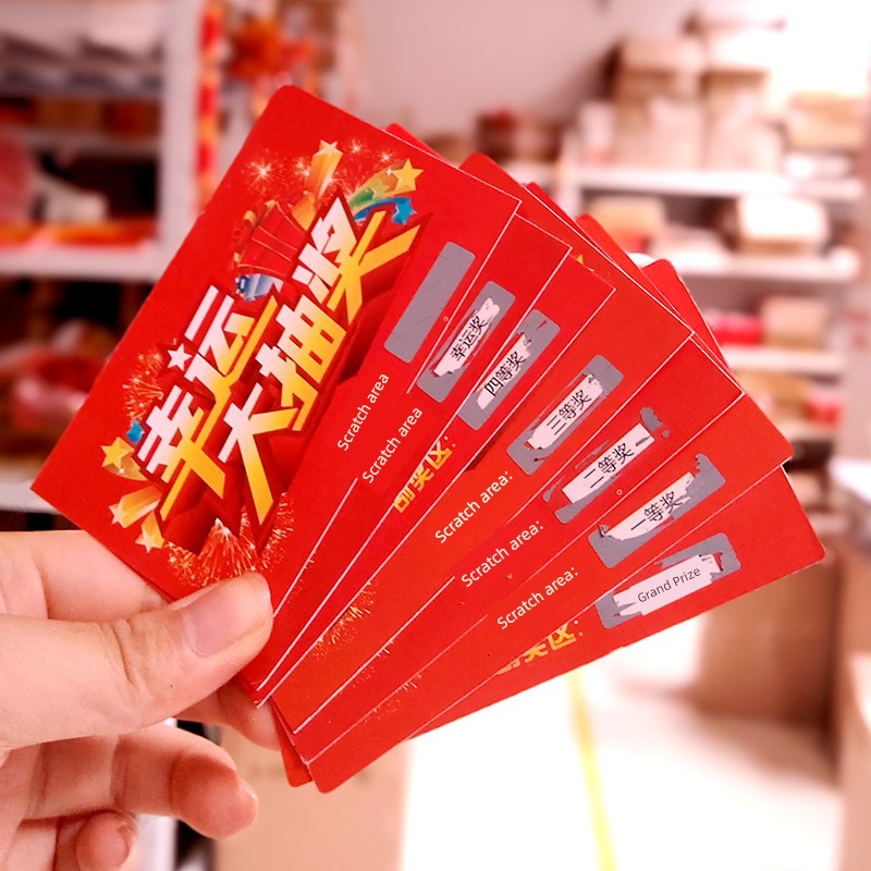 Supermarket Scratch Card Scratch Card Raffle Ticket Matching Red Envelope Wall In Stock Handwritten Lottery Card Voucher
