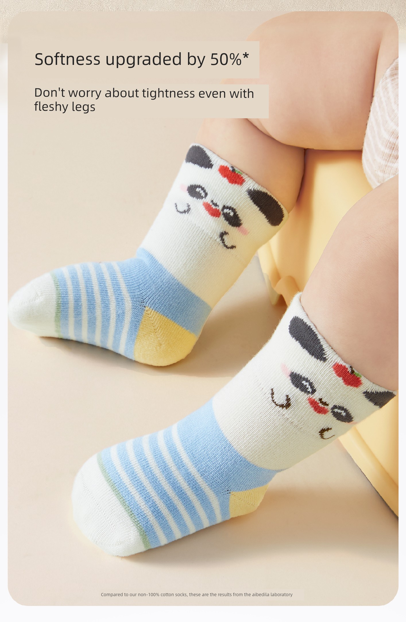 Baby Socks for Spring and Autumn, Newborns 0 to 3 Months Old, Pure Cotton, Non-Binding on the Legs, Winter A-Class Mid-Tube Socks — 3