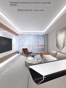 Ceiling-Free Linear Surface-Mounted Corner Light for Living Room, Simple Lighting Gypsum Line Light with Recessed Corner