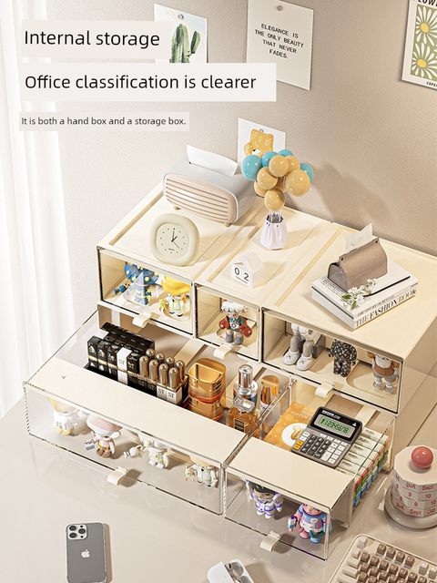 Desktop storage box drawer type figure blind box display rack transparent dustproof Pop Mart storage and finishing box
