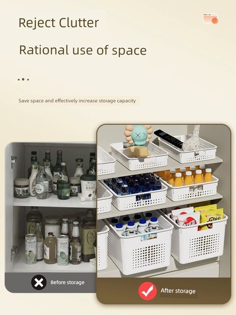 Home Cabinet Storage Basket Living Room Snacks Toys Plastic Storage Box Kitchen Large Desktop Storage Basket
