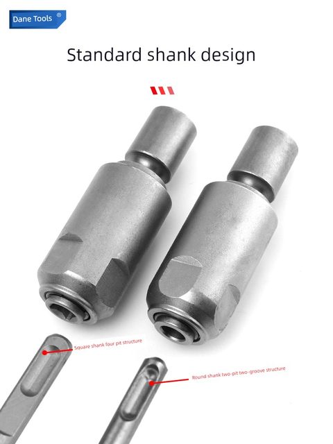 Electric wrench rotating electric hammer impact drill conversion head square handle round handle two groove drilling wall drilling multifunctional joint