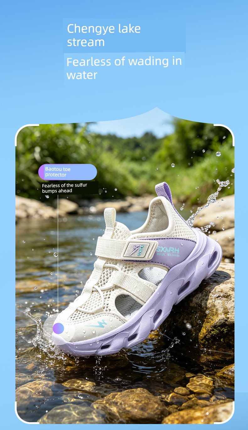 Double Star Children's Sandals for Girls, Summer 2026 New Model, Water-Resistant, Lightweight, Soft-Soled, Breathable, Closed-Toe Sports Shoes — 4