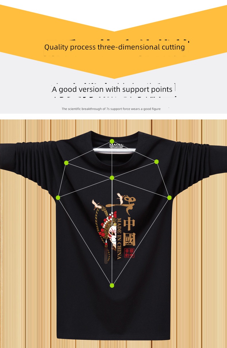 Chaopai Chinese style Xinjiang cotton man Long sleeve T-shirt