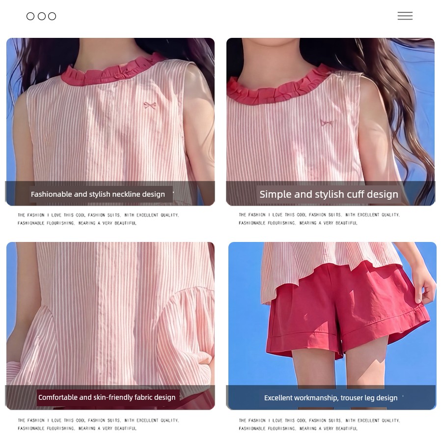 Girls' Summer Outfit 2026 New Stylish Children's Trendy Striped Dopamine Two-Piece Set Girls' Summer Clothes Fashion — 6